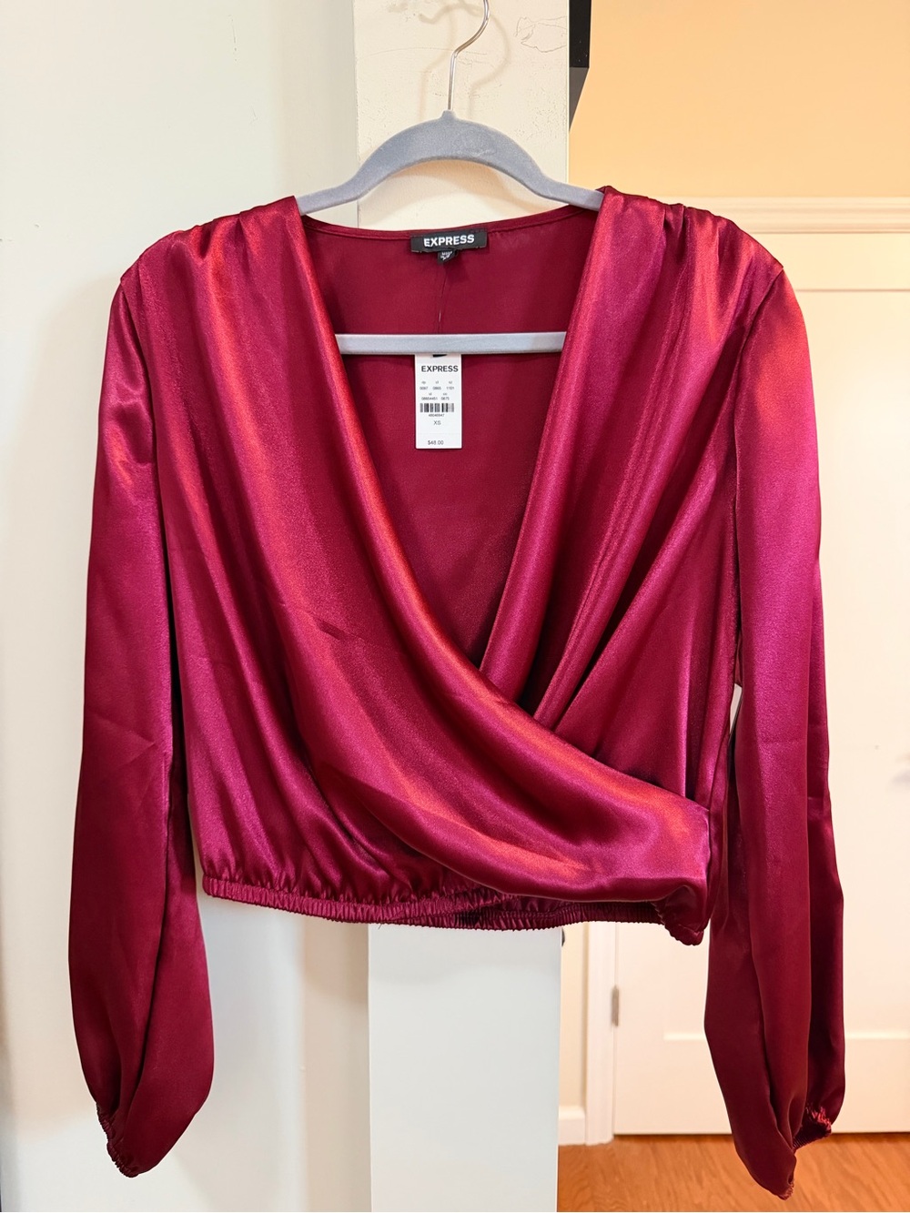 Express Satin Wrap Blouse - Picture 1 of 3